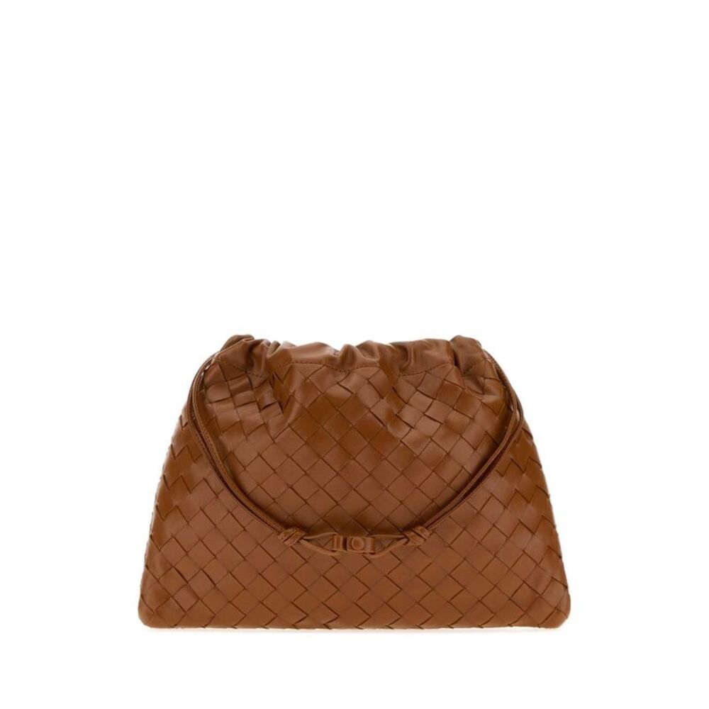 Bottega Veneta Women Camel Leather Medium Clutch